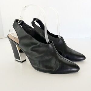 Bella Vita Gabriella Black Leather Slingback Pump Women Size 8 Heels Pointed Toe